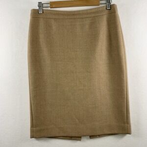 J Crew Womens Wool No 2 Pencil Skirt 6 Camel Quiet Luxury Minimalist Office